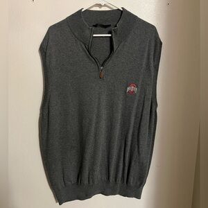 VESI SPORTSWEAR The Ohio State University 1/4 Zip Sweater Vest Grey Red Mens 2XL